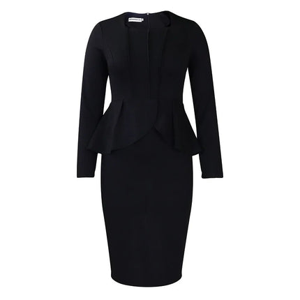 Midi Dress Women Long Elegant Office Lady Dress - MIDI Dress - Retro Dress - Mad Fly Essentials