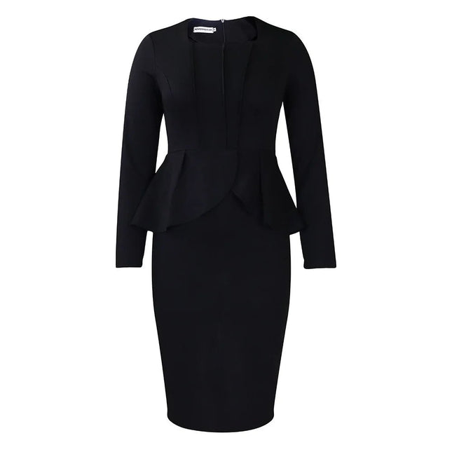 Midi Dress Women Long Elegant Office Lady Dress - MIDI Dress - Retro Dress - Mad Fly Essentials