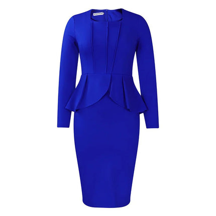 Midi Dress Women Long Elegant Office Lady Dress - MIDI Dress - Retro Dress - Mad Fly Essentials