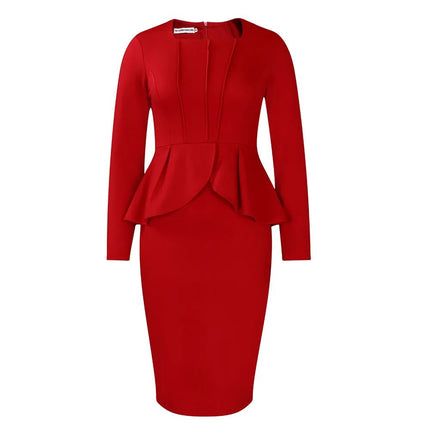 Midi Dress Women Long Elegant Office Lady Dress - MIDI Dress - Retro Dress - Mad Fly Essentials