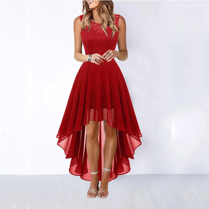 MIDI Dress Women Red Lace Chiffon Evening Dress - MIDI Dress - Adogirl - Mad Fly Essentials