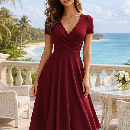 Midi Dress Women Summer Short Sleeve A - Line Dress - MIDI Dress - Vamos Todos - Mad Fly Essentials