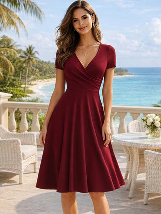 Midi Dress Women Summer Short Sleeve A - Line Dress - MIDI Dress - Vamos Todos - Mad Fly Essentials