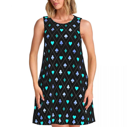 Mini Dress Women 3D Fashion Poker Card Skater Dress - Mini Dress - syntecso - Mad Fly Essentials