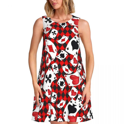 Mini Dress Women 3D Fashion Poker Card Skater Dress - Mini Dress - syntecso - Mad Fly Essentials