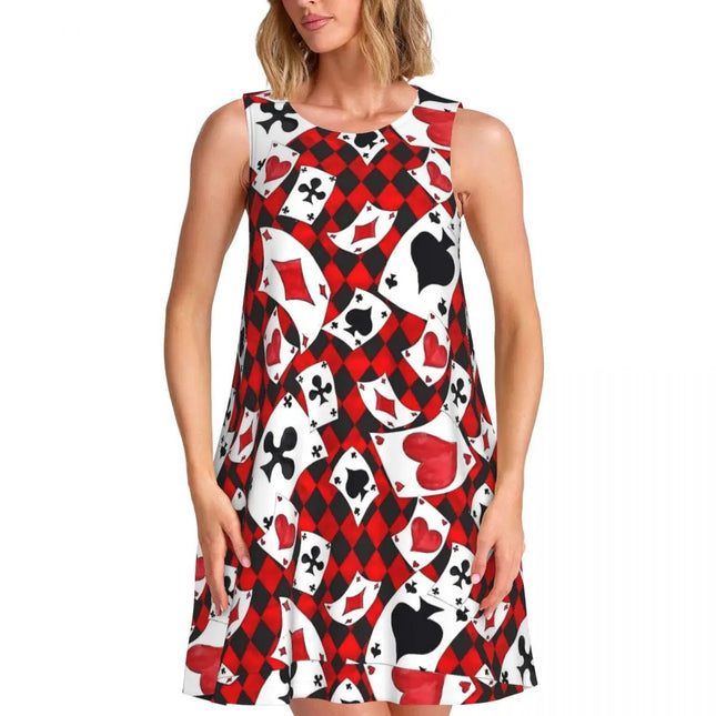 Mini Dress Women 3D Fashion Poker Card Skater Dress - Mini Dress - syntecso - Mad Fly Essentials