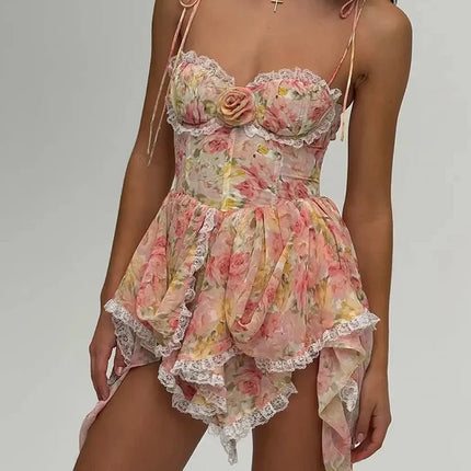 Mini Dress Women Floral Sling Summer Dress - Mini Dress - Kikielf - Mad Fly Essentials