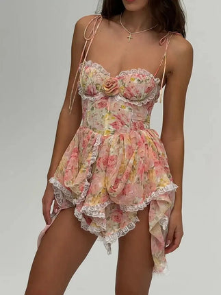 Mini Dress Women Floral Sling Summer Dress - Mini Dress - Kikielf - Mad Fly Essentials