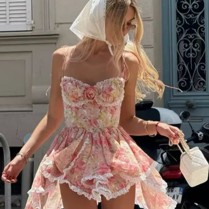 Mini Dress Women Floral Sling Summer Dress - Mini Dress - Kikielf - Mad Fly Essentials