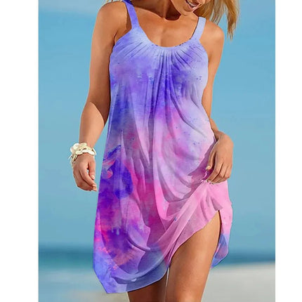 Mini Dress Women Gradient Rainbow Bohemian Dress - Mini Dress - Mozision - Mad Fly Essentials