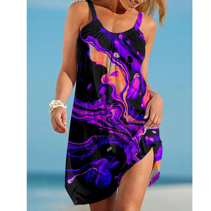 Mini Dress Women Gradient Rainbow Bohemian Dress - Mini Dress - Mozision - Mad Fly Essentials
