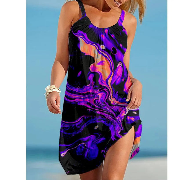 Mini Dress Women Gradient Rainbow Bohemian Dress - Mini Dress - Mozision - Mad Fly Essentials