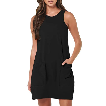 Mini Dress Women Pocket Vintage Solid Sundress - Mini Dress - Lily - Mad Fly Essentials