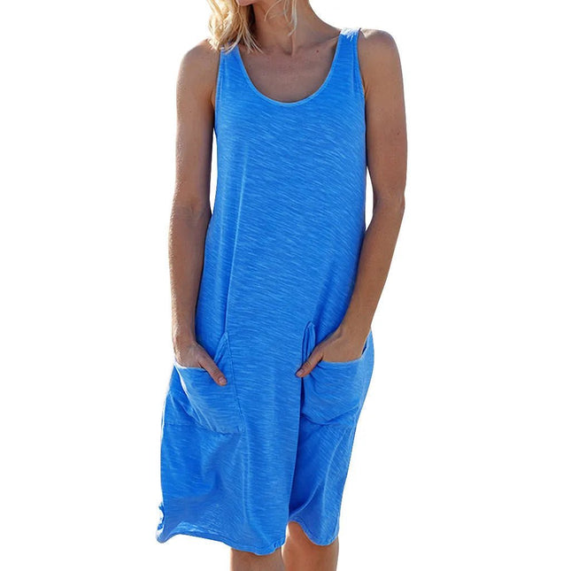 Mini Dress Women Pocket Vintage Solid Sundress - Mini Dress - Lily - Mad Fly Essentials