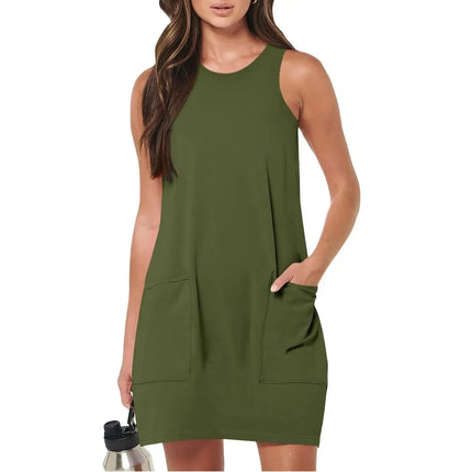 Mini Dress Women Pocket Vintage Solid Sundress - Mini Dress - Lily - Mad Fly Essentials