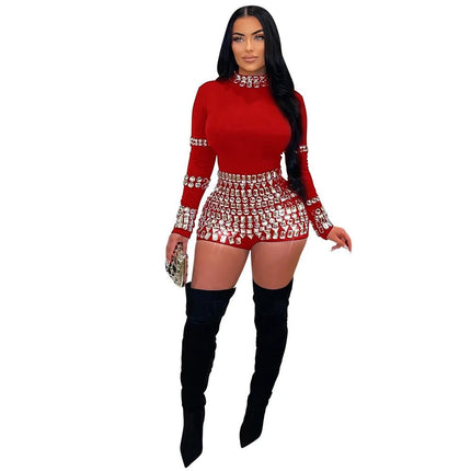 Mini Dress Women Solid Blue Sequin Bodycon Playsuit Dress - Mini Dress - Medieval Dress - Mad Fly Essentials