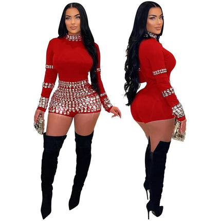 Mini Dress Women Solid Blue Sequin Bodycon Playsuit Dress - Mini Dress - Medieval Dress - Mad Fly Essentials