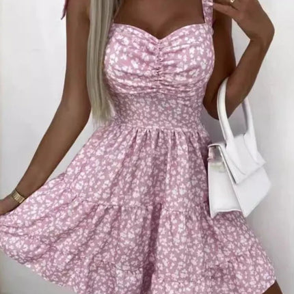 Mini Dress Women Spaghetti Bohemian Floral Skater Dress - Mini Dress - Boho Girl - Mad Fly Essentials