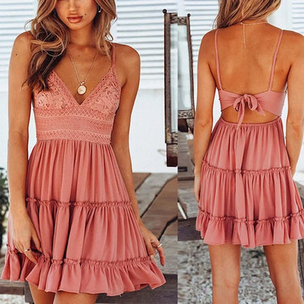 Mini Dress Women Spaghetti Lace White Summer Dress - Mini Dress - Rose Gal - Mad Fly Essentials
