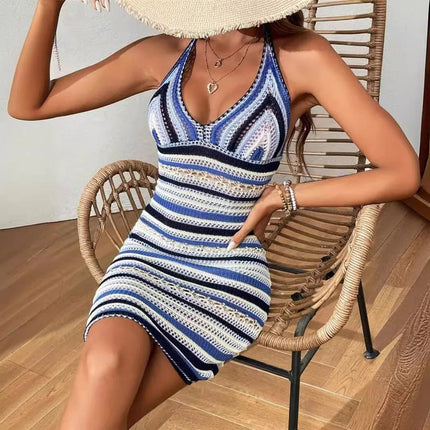 Mini Dress Women Summer Halter Knitted Dress - Mini Dress - Laweis - Mad Fly Essentials