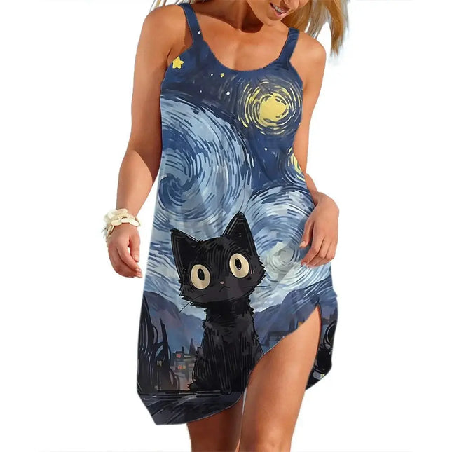Mini Dress Women Trendy Streetwear Cartoon Cat Dress - Mini Dress - Lily - Mad Fly Essentials