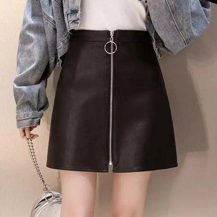 Mini Skirt Women Circular Zip Short Leather Skirt - Mini Skirt - Adogirl - Mad Fly Essentials