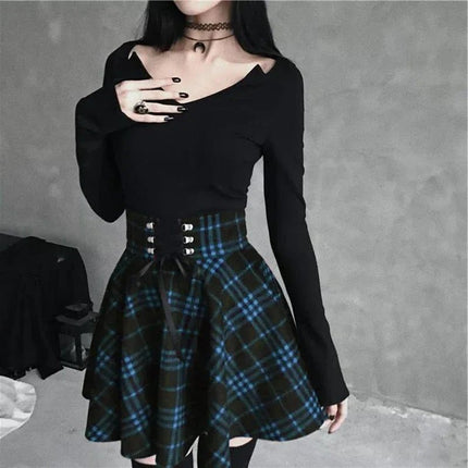 Mini Skirt Women Gothic Patchwork Skirt - Mini Skirt - InsDoit - Mad Fly Essentials
