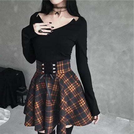 Mini Skirt Women Gothic Patchwork Skirt - Mini Skirt - InsDoit - Mad Fly Essentials