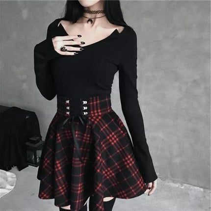 Mini Skirt Women Gothic Patchwork Skirt - Mini Skirt - InsDoit - Mad Fly Essentials