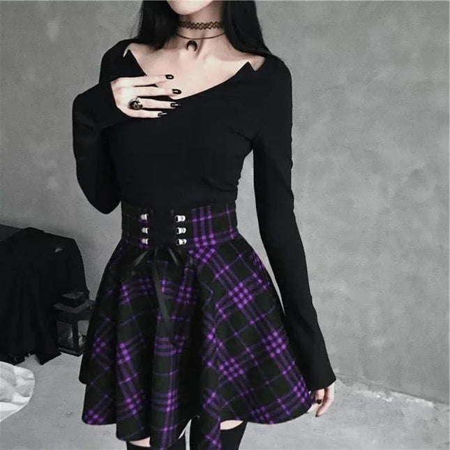 Mini Skirt Women Gothic Patchwork Skirt - Mini Skirt - InsDoit - Mad Fly Essentials
