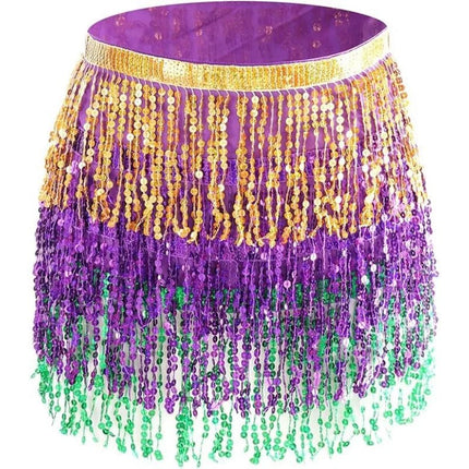 Mini Skirt Women Sequin Tassel Belly Dancing Skirt - Mini Skirt - AILINGE - Mad Fly Essentials