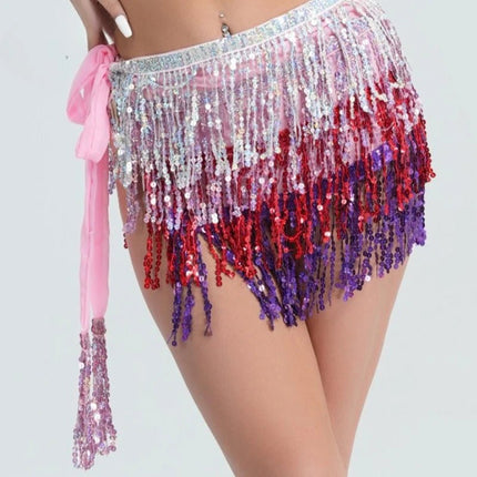 Mini Skirt Women Sequin Tassel Belly Dancing Skirt - Mini Skirt - AILINGE - Mad Fly Essentials