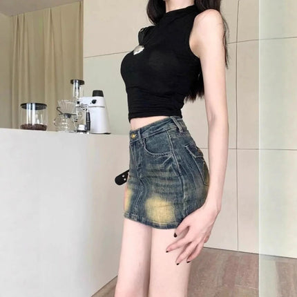 Mini Skirt Women Vintage Embroidery Denim Skirt - Mini Skirt - SexMKL - Mad Fly Essentials