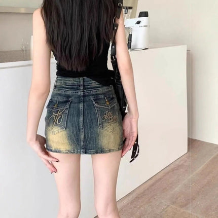 Mini Skirt Women Vintage Embroidery Denim Skirt - Mini Skirt - SexMKL - Mad Fly Essentials