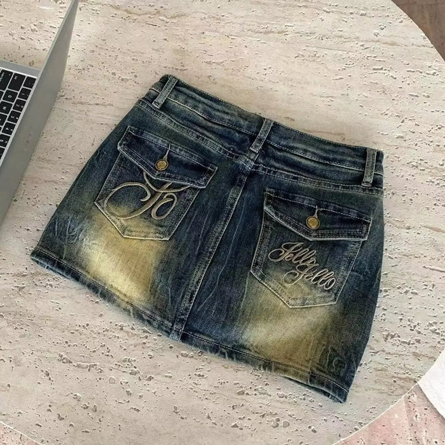 Mini Skirt Women Vintage Embroidery Denim Skirt - Mini Skirt - SexMKL - Mad Fly Essentials