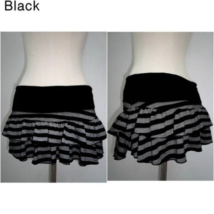 Mini Skirt Women Y2K Black Grey Striped Skirt - Mini Skirt - EAEOVNI - Mad Fly Essentials