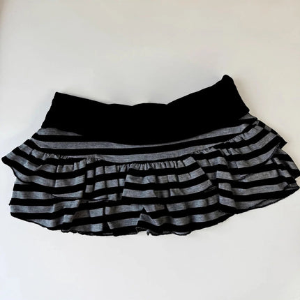 Mini Skirt Women Y2K Black Grey Striped Skirt - Mini Skirt - EAEOVNI - Mad Fly Essentials