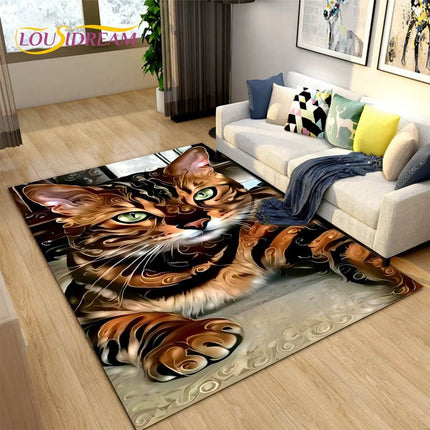 Modern 3D Cat Cartoon Area Rug - Area Rug - LOUSIDREAM - Mad Fly Essentials