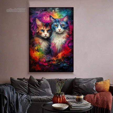 Modern Abstract Nordic Cats Canvas Wall Decor - Wall Decor - hdprints - Mad Fly Essentials