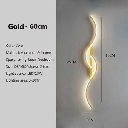 Modern Minimalist Wavy Bedroom LED Wall Sconce - LED Wall Sconce - DARHYN - Mad Fly Essentials
