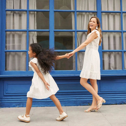 Mother Daughter Sleeveless White Hollow Ruffle Party Dress - Party Dress - PatPat - Mad Fly Essentials