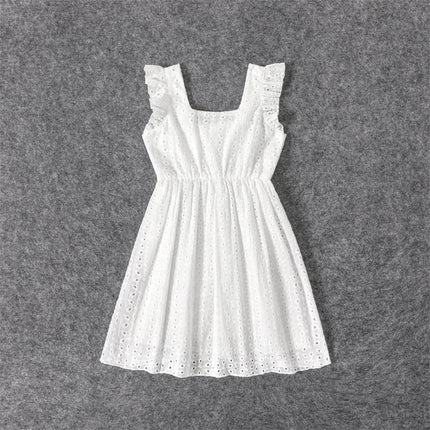 Mother Daughter Sleeveless White Hollow Ruffle Party Dress - Party Dress - PatPat - Mad Fly Essentials