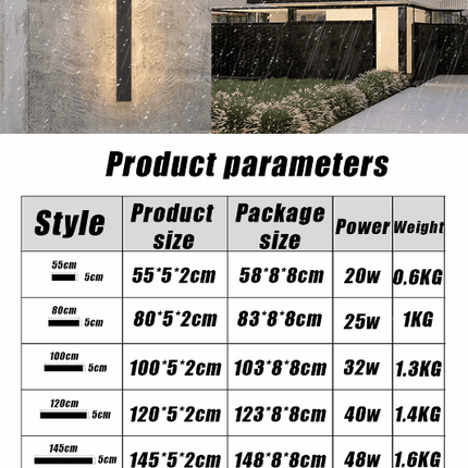 Motion Sensing 1P65 Long LED Wall Sconce - LED Wall Sconce - Sun Home - Mad Fly Essentials