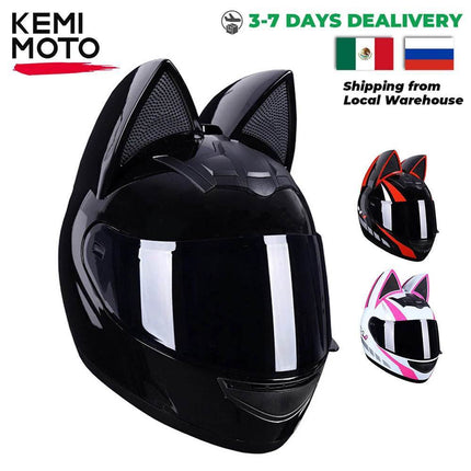 Cat Ear Full Face Motorcycle Helmet - Mad Fly Essentials