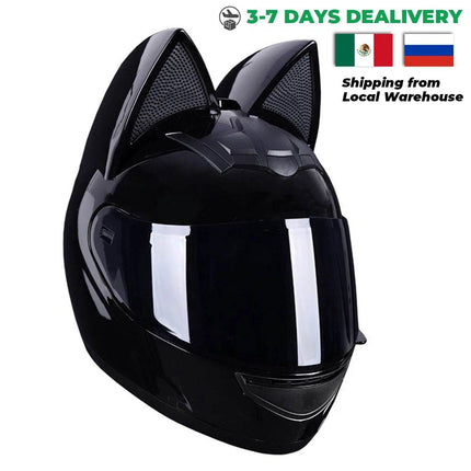Cat Ear Full Face Motorcycle Helmet - Motorcycle Helmet - KEMiMOTO - Mad Fly Essentials