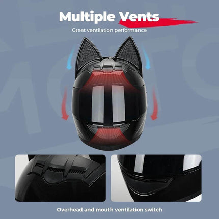 Cat Ear Full Face Motorcycle Helmet - Motorcycle Helmet - KEMiMOTO - Mad Fly Essentials