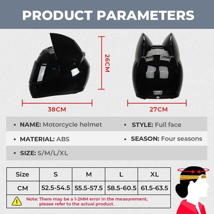 Cat Ear Full Face Motorcycle Helmet - Motorcycle Helmet - KEMiMOTO - Mad Fly Essentials