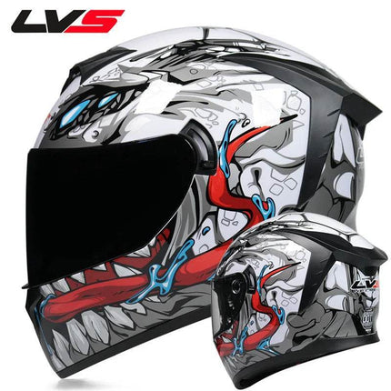 Double Visor 3D Dragon Motorcycle Helmet - Motorcycle Helmet - LVS - Mad Fly Essentials