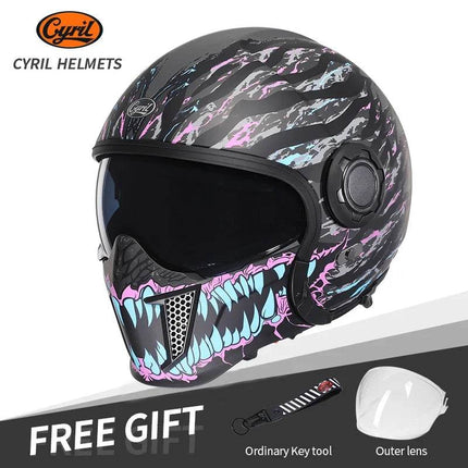 Full Face 3/4 Joker Motorcycle Helmet - Motorcycle Helmet - Cyril - Mad Fly Essentials