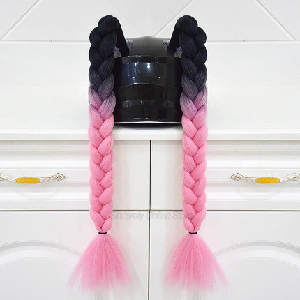 Motorcycle Helmet Braids Multicolor Ponytail